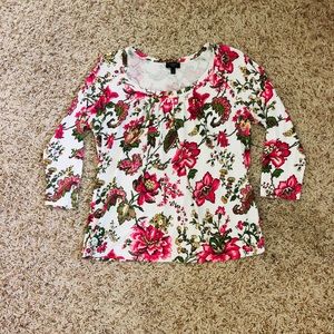 Talbots Long Sleeve Floral Shirt Low Rise